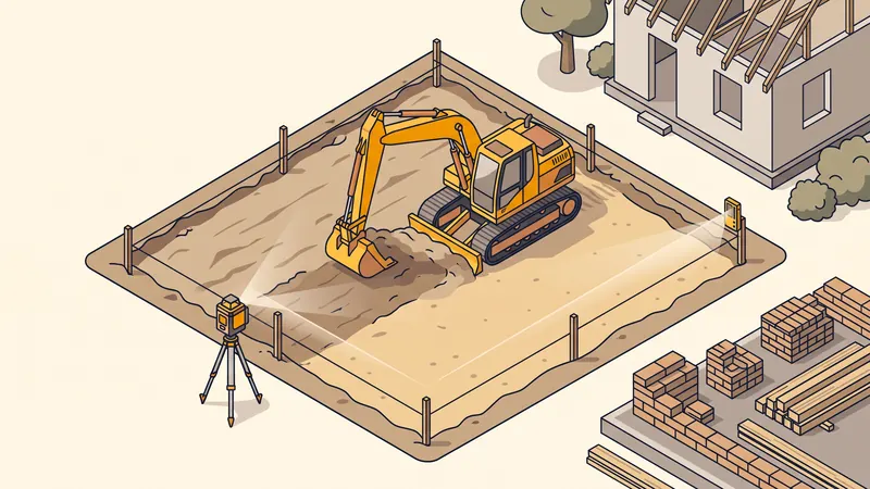 Nivellement d'un terrain au laser avant construction