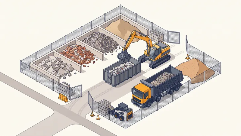 Évacuation de gravats : chargement de bennes et camion sur un chantier