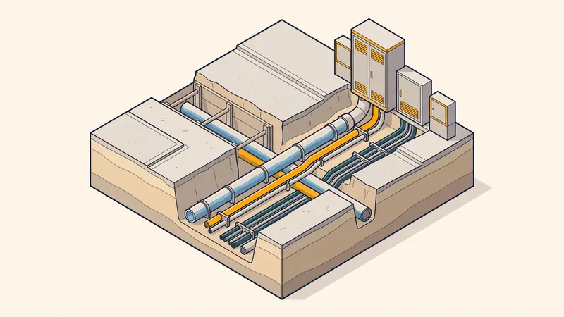 Viabilisation : réseaux eau, électricité et télécom vers les coffrets en limite
